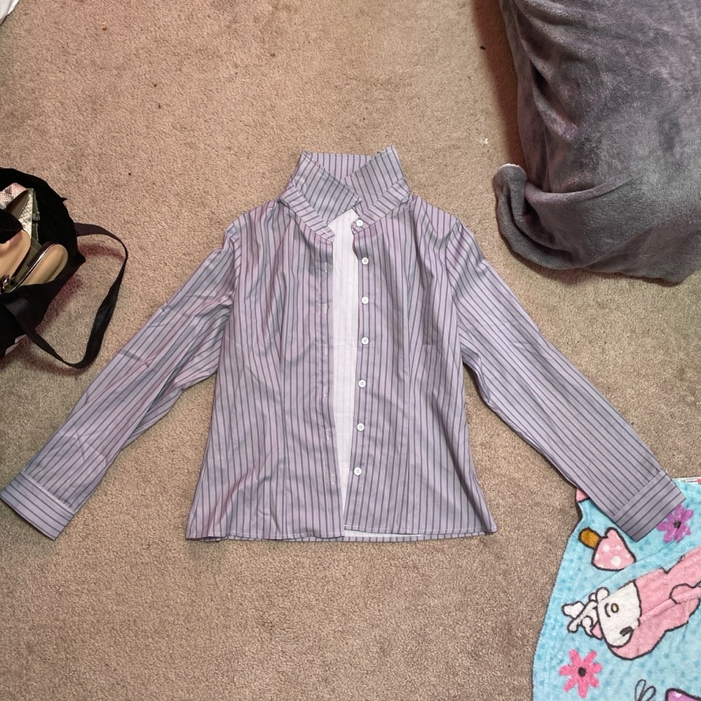 Gray Stripe Button-Down Shirt
